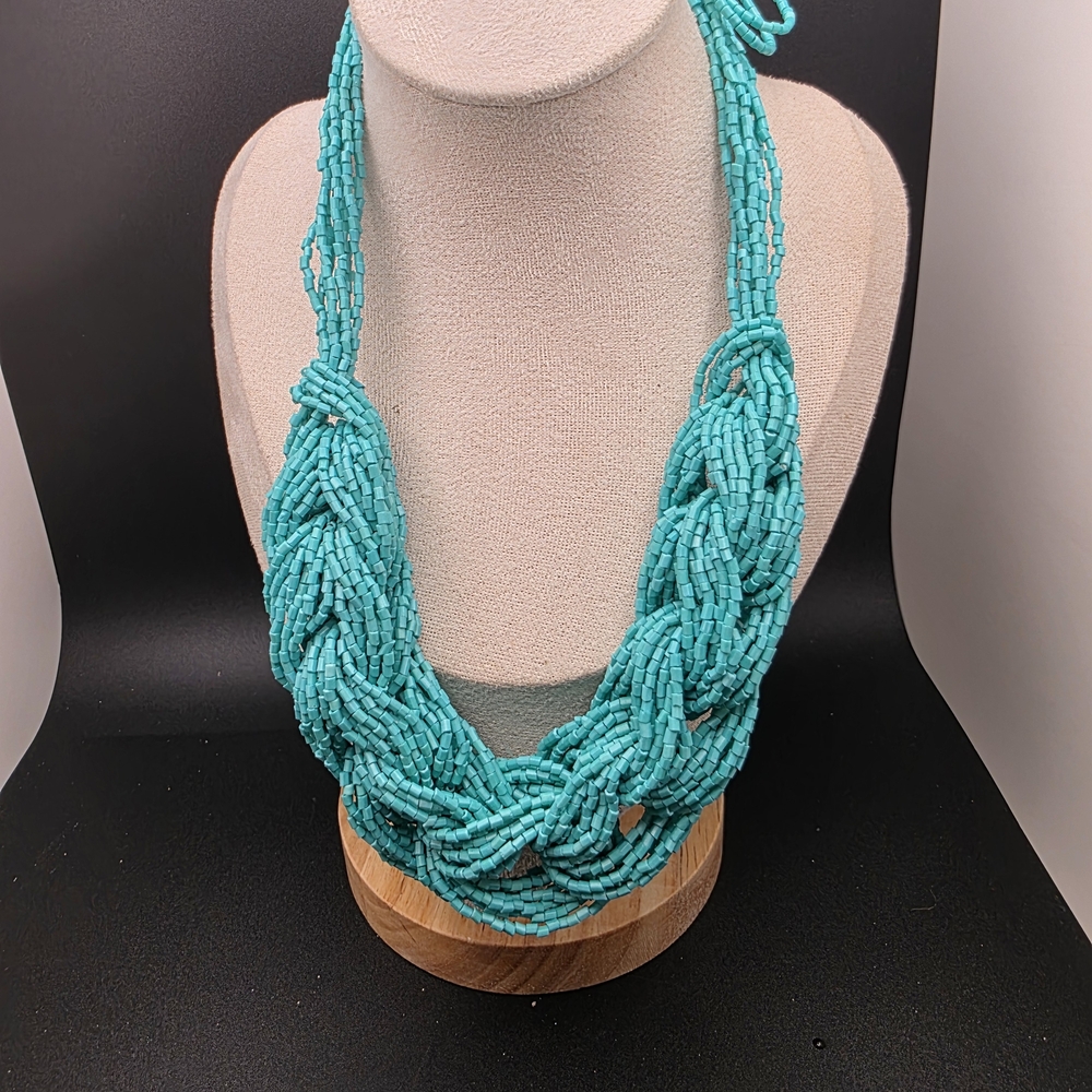 Paparazzi Turquoise Braided Seedbead Necklace (1567)
